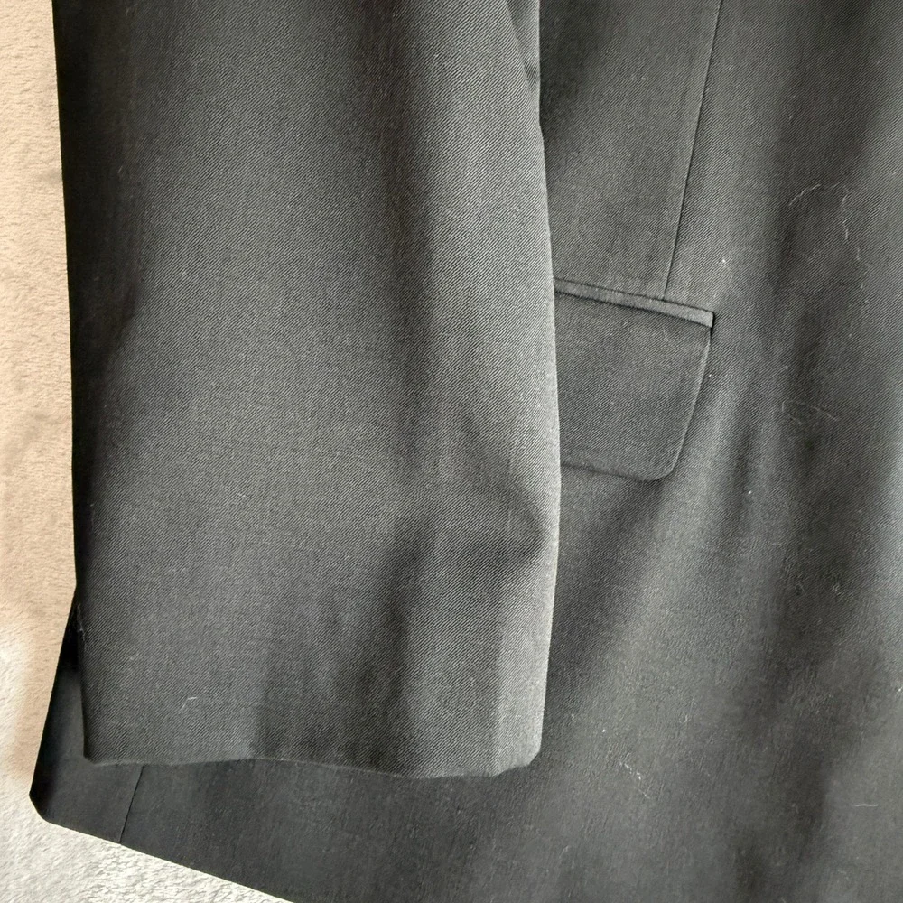 Stafford Travel Portly‎ Fit Black Wool Blend Blazer Jacket Men's 56 PRTR
